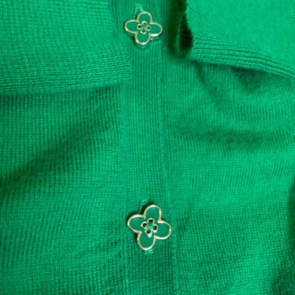 Women's Pink Tartan Button Up Cardigan Knit 100% Pima Cotton Kelly Green Size XS - Picture 9 of 14